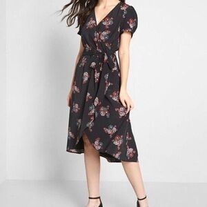 ModCloth Poetic Presence Floral Black Dress
